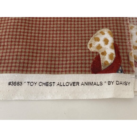 DAISY KINGDOM 1998 Vintage Fabric Toy Chest Allover Animals Checks Quilting Sew - Picture 4 of 7